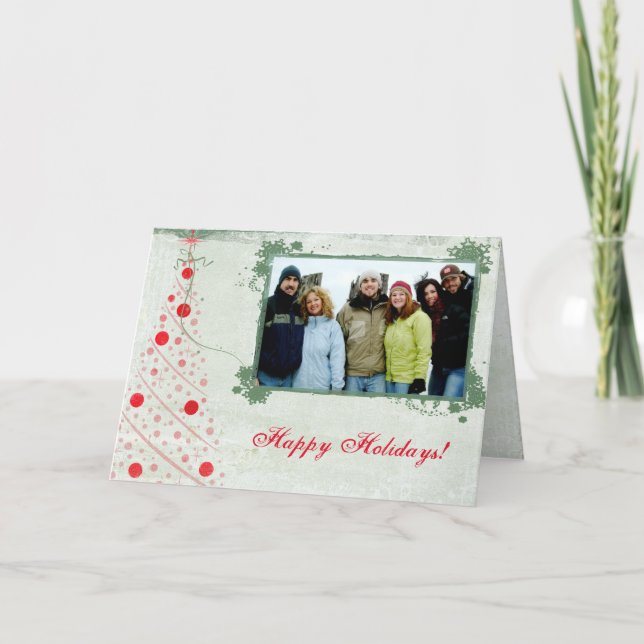 Red Green Merry Christmas Card With Your Photo (Front)