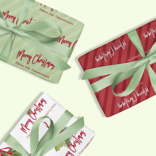 Red Green Merry Christmas Custom  Wrapping Paper Sheet