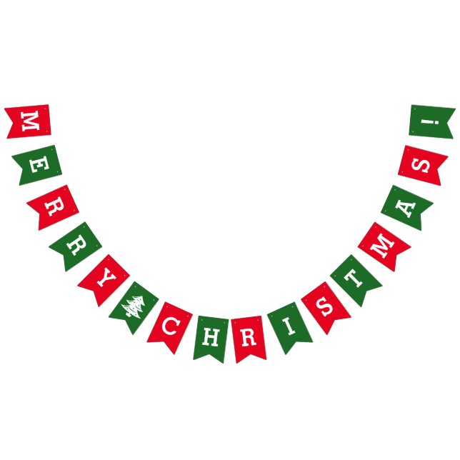 Red & green Merry Christmas Holiday Bunting Flags (All)