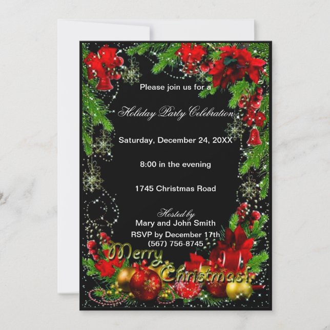 Red Green Merry Christmas Party Invitation (Front)