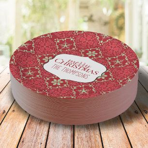Red Green Merry Christmas Pattern Custom Paper Plate