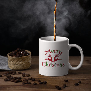 Red Green Merry Christmas Reindeer Coffee Mug