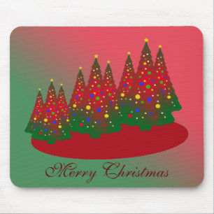 Red Green Merry Christmas Tree Mouse Mat