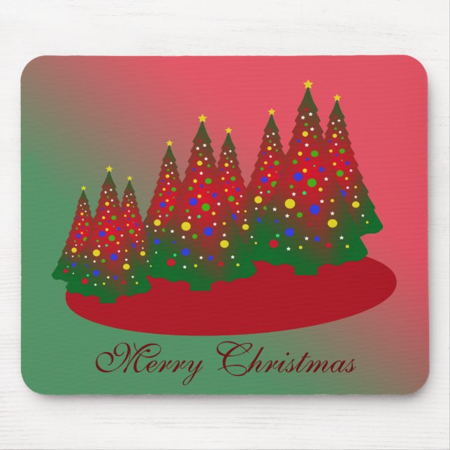 Red Green Merry Christmas Tree Mouse Mat (Front)