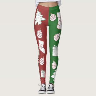 Red & Green Merry Christmas Women's Leggings