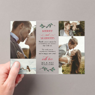 Red Green Mistletoe Merry Married Christmas Acrylic Invitations