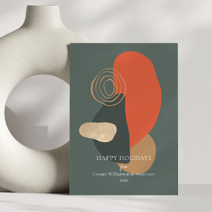 Red Green Modern Abstract Art Unique Business Holiday Card