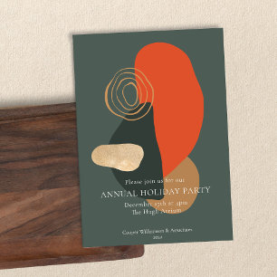 Red Green Modern Abstract Business Holiday Party Invitation
