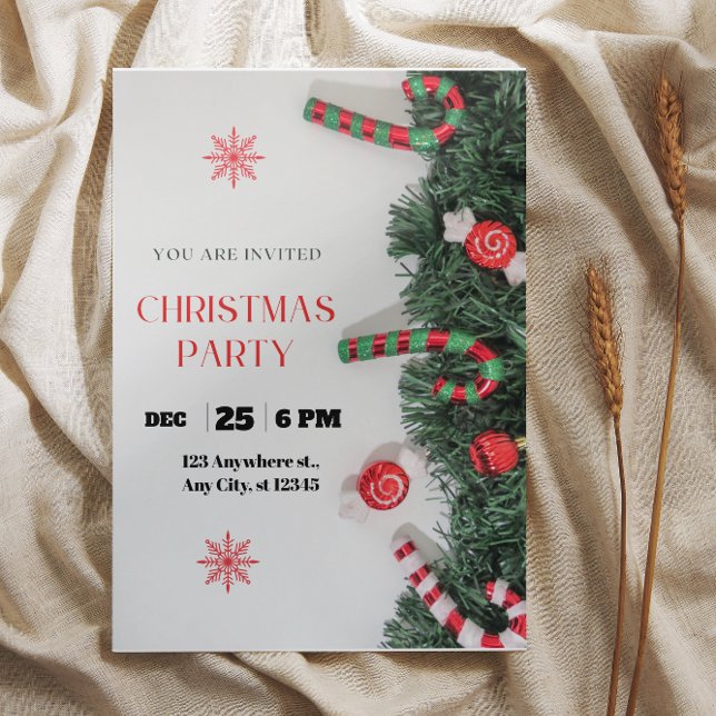 Red Green Modern Christmas Party Invitation (Creator Uploaded)