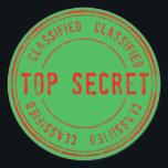 Red Green Modern Secret santa Christmas Classic Round Sticker<br><div class="desc">Classified stickers are the perfect spy birthday party stickers. Get the kids excited about a classified and top secret file for a fun and exciting kids birthday party. In classic cream and red for a fun secret party mission for all budding secret agents. You can also use them as party...</div>