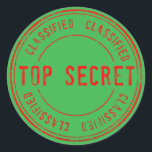 Red Green Modern Secret santa Christmas Classic Round Sticker<br><div class="desc">Classified stickers are the perfect spy birthday party stickers. Get the kids excited about a classified and top secret file for a fun and exciting kids birthday party. In classic cream and red for a fun secret party mission for all budding secret agents. You can also use them as party...</div>