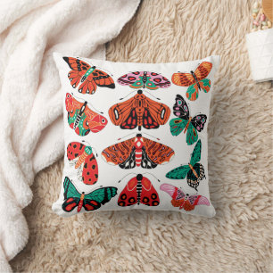 Red Green Moth and Butterfly Cushion