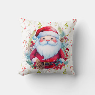 Red Green Music Notes and Santa Claus Cushion