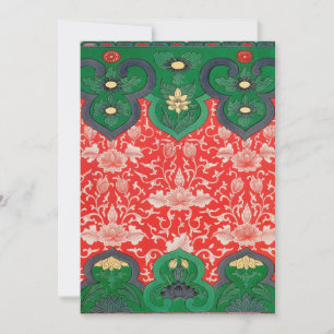 Red & Green Mystic Lotus Asian Abstract Holiday Card