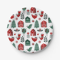 Red & Green Nordic Scandinavian Christmas Pattern