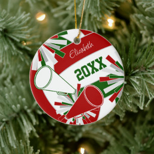 red green or ANY COLORS volleyball cheerleader Ceramic Tree Decoration