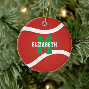 Red green or ANY colour girls boys tennis  Ceramic Tree Decoration