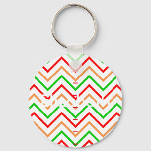 Red Green Orange Chevron Personalised Name Key Ring
