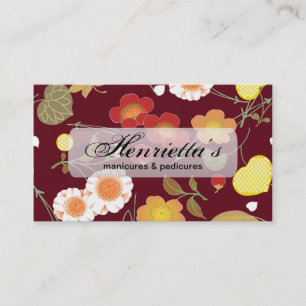 Red Green Orange Fine Japanese Floral Business Card