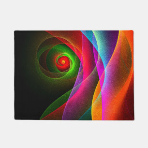 Red Green Orange Modern Abstract Art Pattern #22 Doormat