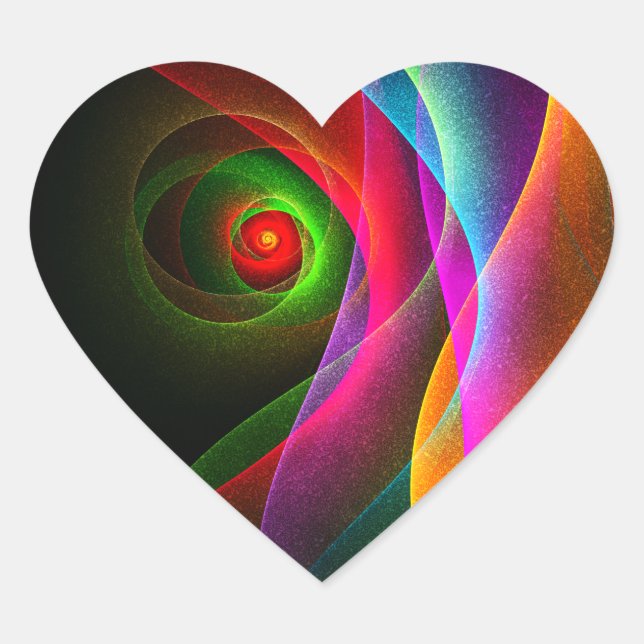 Red Green Orange Modern Abstract Art Pattern #22 Heart Sticker (Front)