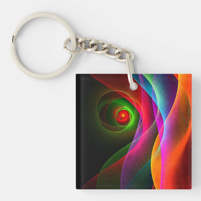 Red Green Orange Modern Abstract Art Pattern #22 Key Ring (Front)