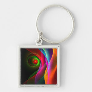 Red Green Orange Modern Abstract Art Pattern #22 Key Ring