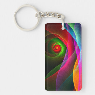 Red Green Orange Modern Abstract Art Pattern #22 Key Ring
