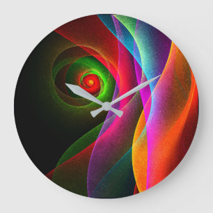 Red Green Orange Modern Abstract Art Pattern #22 Large Clock