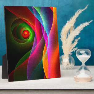 Red Green Orange Modern Abstract Art Pattern #22 Plaque