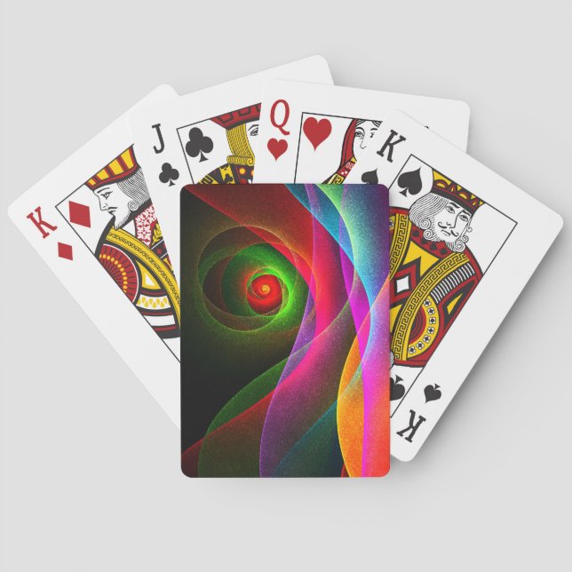 Red Green Orange Modern Abstract Art Pattern #22 Playing Cards (Back)