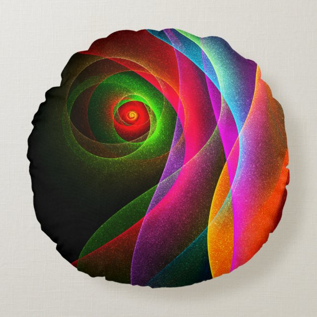Red Green Orange Modern Abstract Art Pattern #22 Round Cushion (Front)