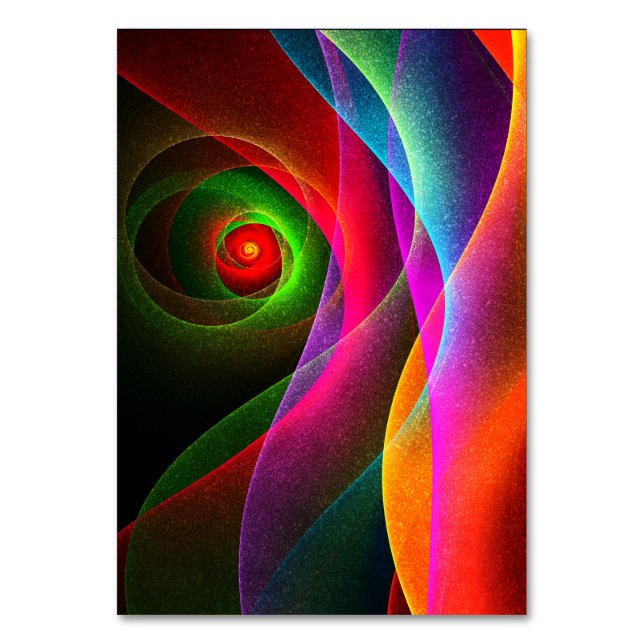 Red Green Orange Modern Abstract Art Pattern #22 Table Number (Front)
