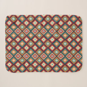 Red Green Orange Yellow Black White Oriental Kilim Sherpa Blanket