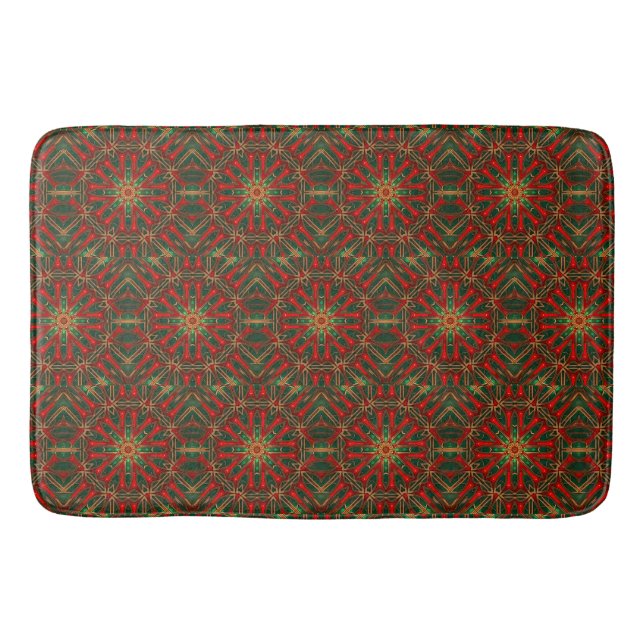 Red Green Ornate Bath Mat (Front)