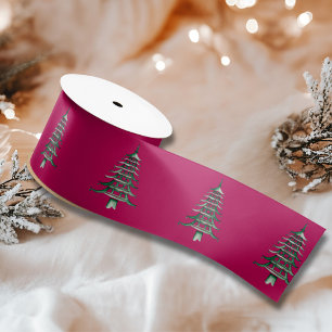 Red green Pagoda Christmas Tree  Satin Ribbon
