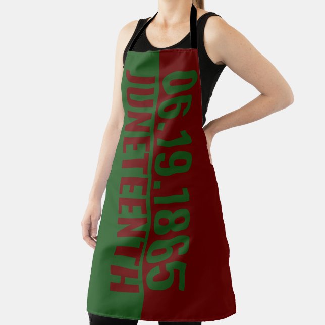 Red Green Pan African June 19 Juneteenth Apron (Insitu)