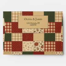 Red Green Patchwork Quilt Rustic Farmhouse Floral