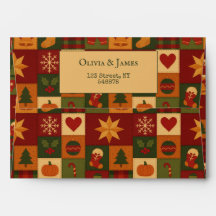 Red Green Patchwork Quilt Rustic Farmhouse Floral