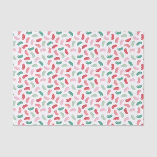 Red, Green, Peach, Pink Jellybean Design Tissue Paper (Front)