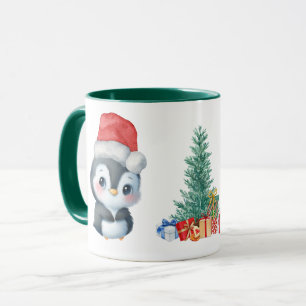 Red Green Penguin Santa Merry Christmas Party Mug