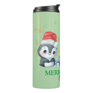 Red Green Penguin Santa Merry Christmas Party Thermal Tumbler