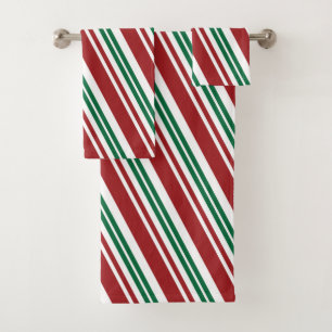 Red & Green Peppermint Bath Towel Set