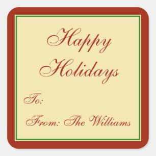 Red-Green Personalised Christmas Gift Tag Stickers