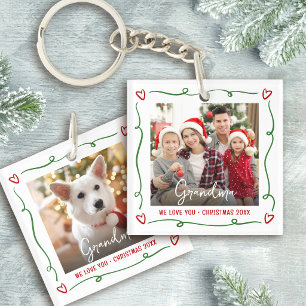 Red Green Photo Christmas Love You Grandma Doodles Key Ring