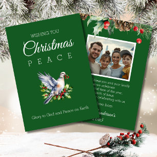 Red Green Photo Peace Dove Christian Christmas Holiday Card