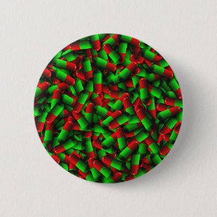 red green pills drugs 6 cm round badge