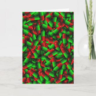 red green pills drugs holiday card
