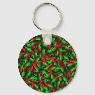 red green pills drugs key ring