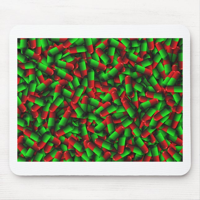 red green pills drugs mouse mat (Front)